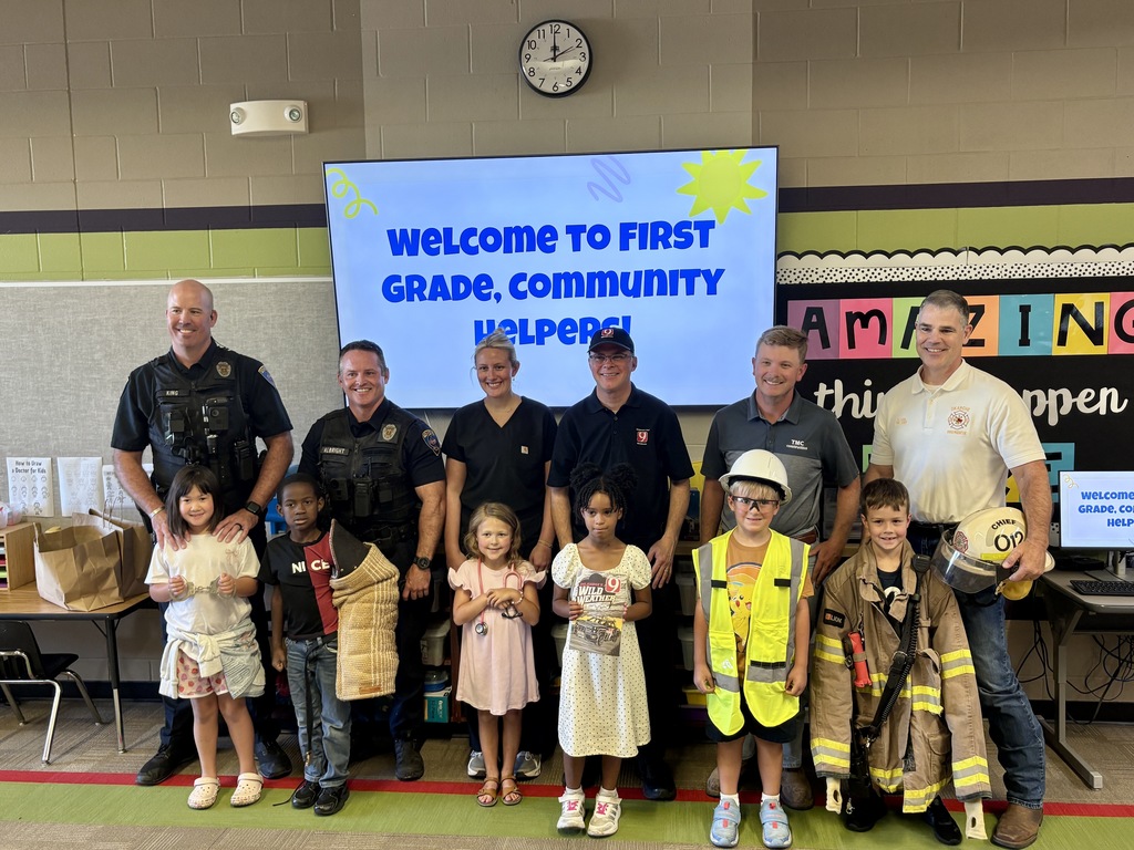 community helpers (police, nurse, meteorologist, bulder, firefighter) and first graders