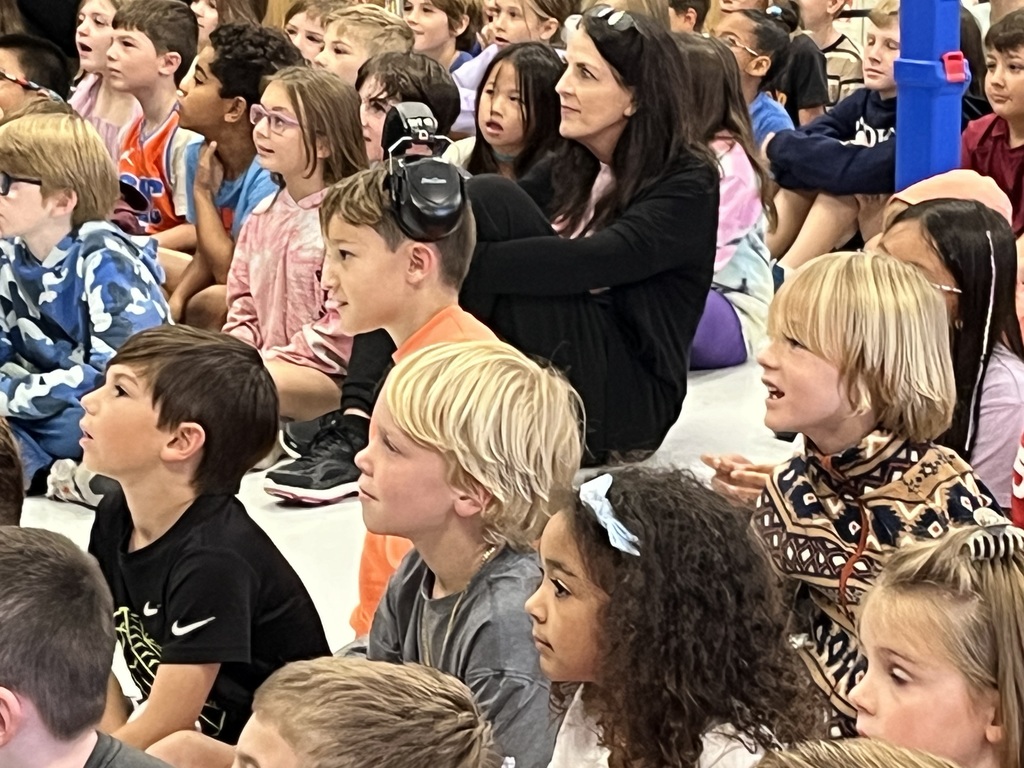 Clegern students watch a skit about fire safety.