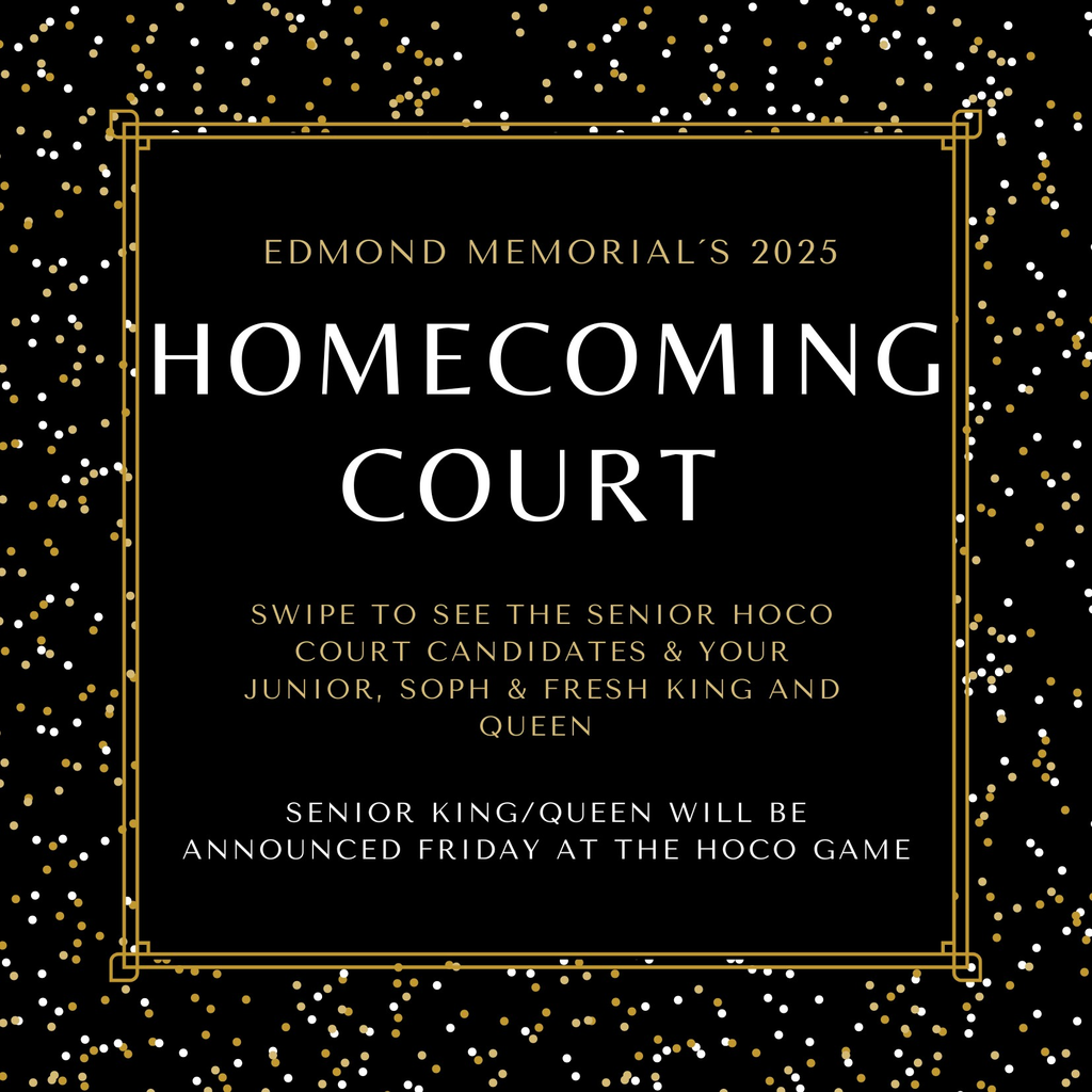Homecoming Court- swipe to see the senior hoco candidates and the junior, sophomore, and freshman king and queen. Senior king and queen will be announced Friday at the HOCO game