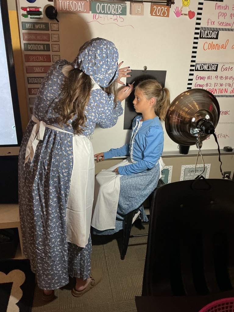 teacher tracing students' silhouette