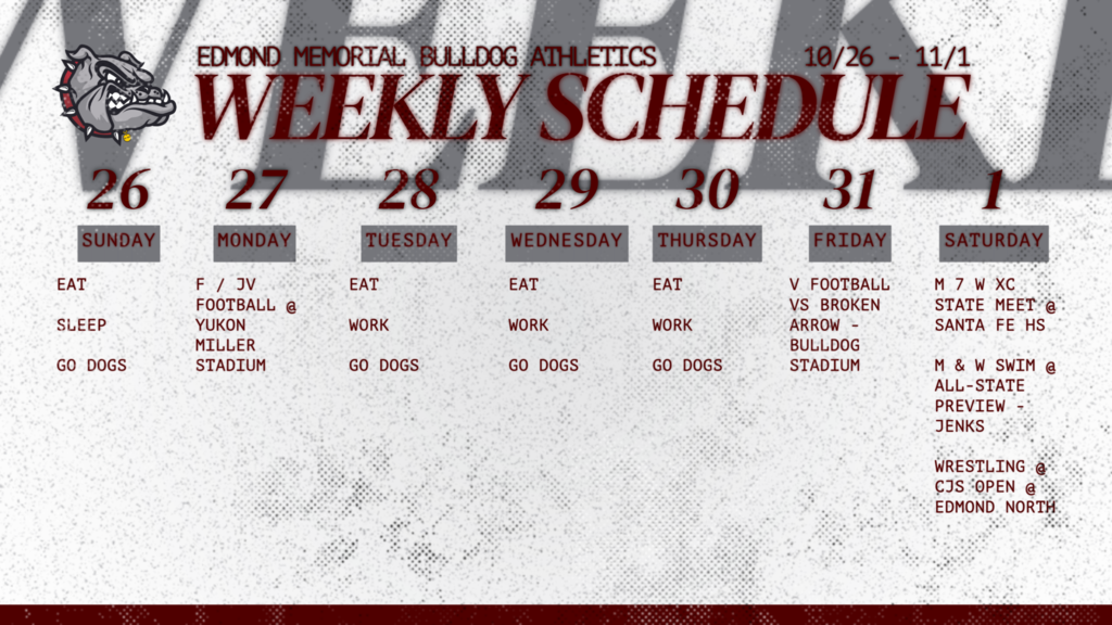 EMHS Weekly Sports Schedule 10/26-11/1 