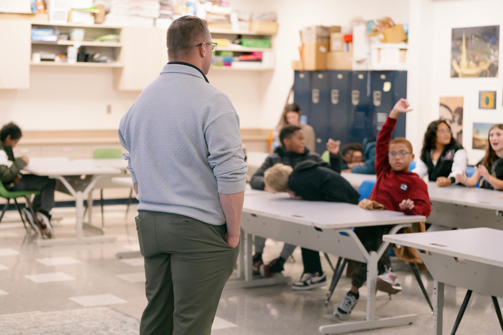 police officer talking to class