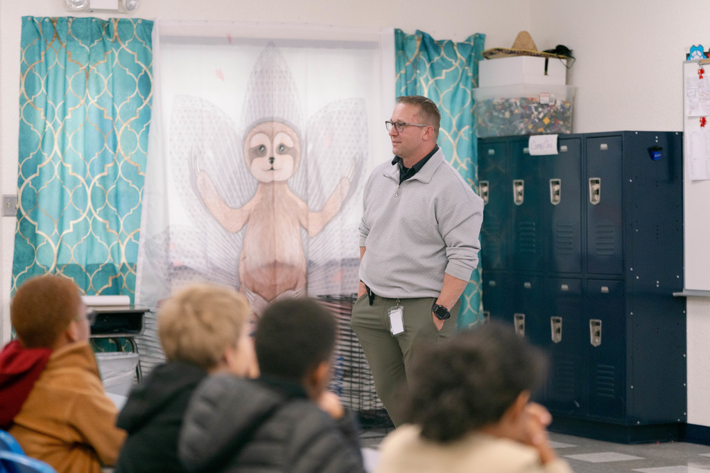 police officer talking to class
