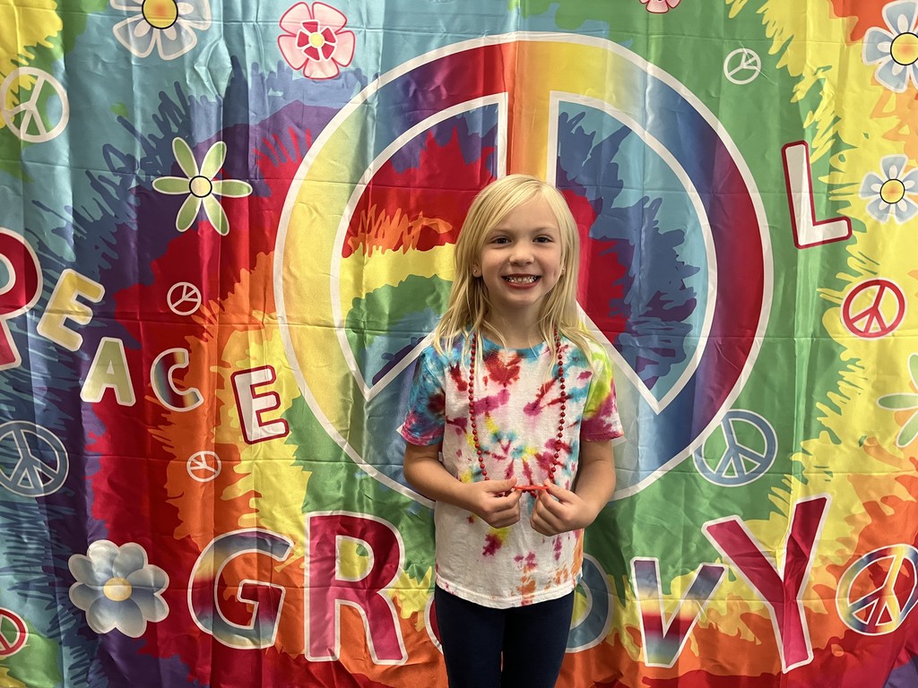 1st grade celebrating 60's day with tie die and dancing