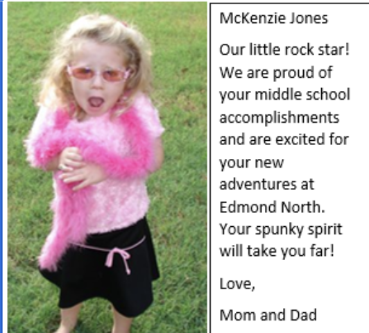 sample yearbook tribute with picture and short message