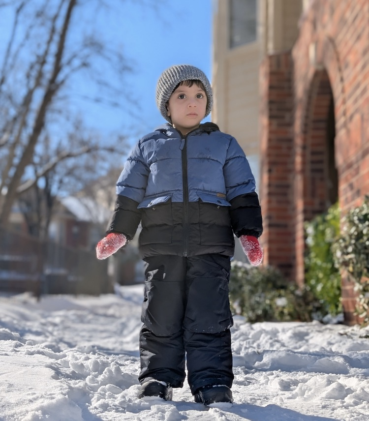 student in the snow