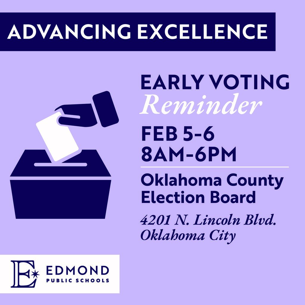 early voting reminder feb 5 and 6 8am-6pm oklahoma county election board 4201 n lincoln blvd oklahoma city
