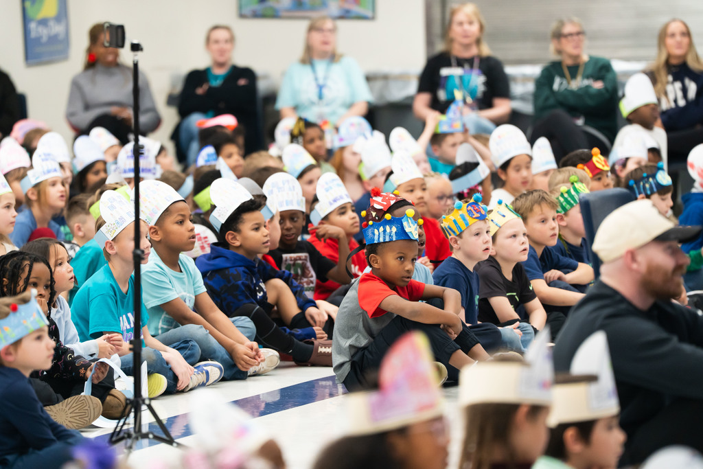 kids during an assembly 