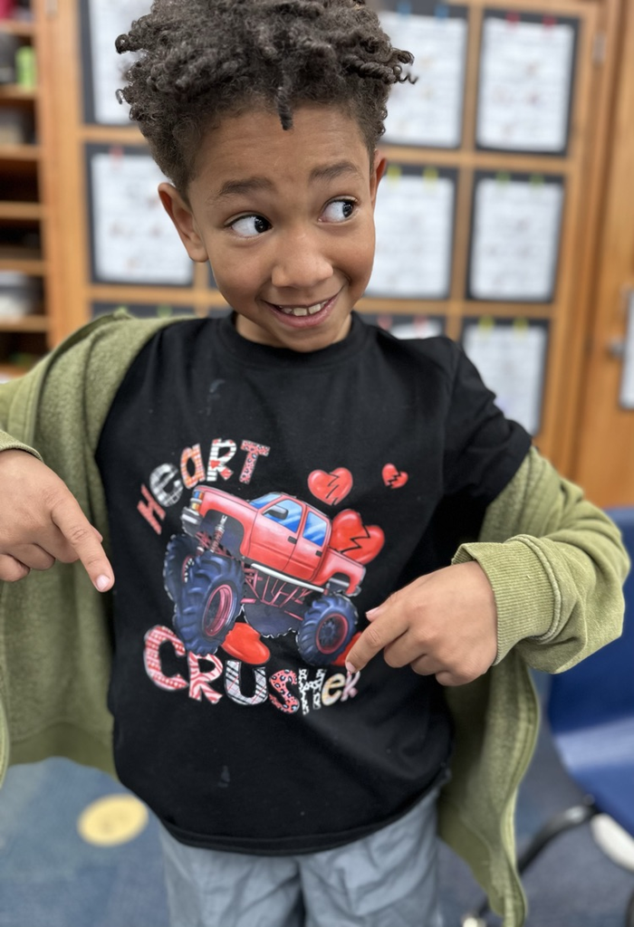 student with valentine shirt on 