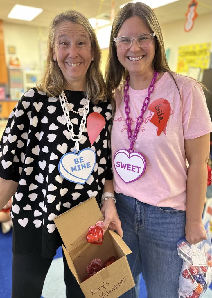 teachers with valentine chains on 