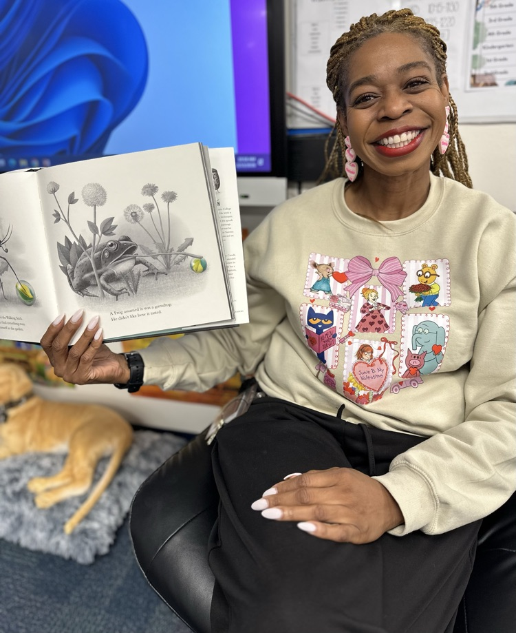librarian wearing valentine shirt 