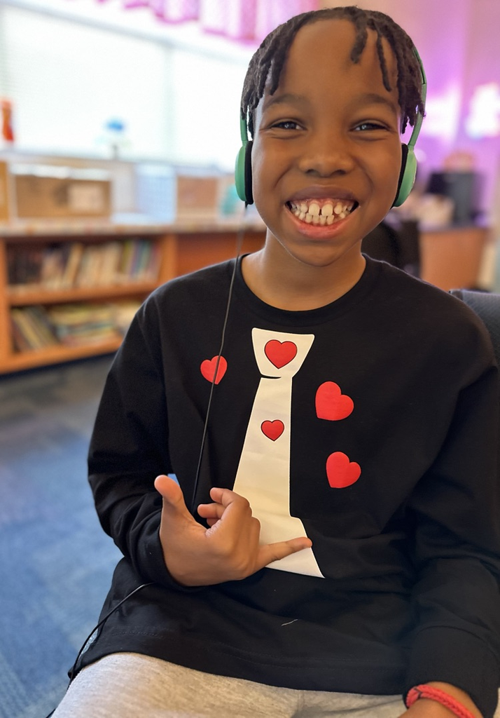 student wearing Valentine shirt 
