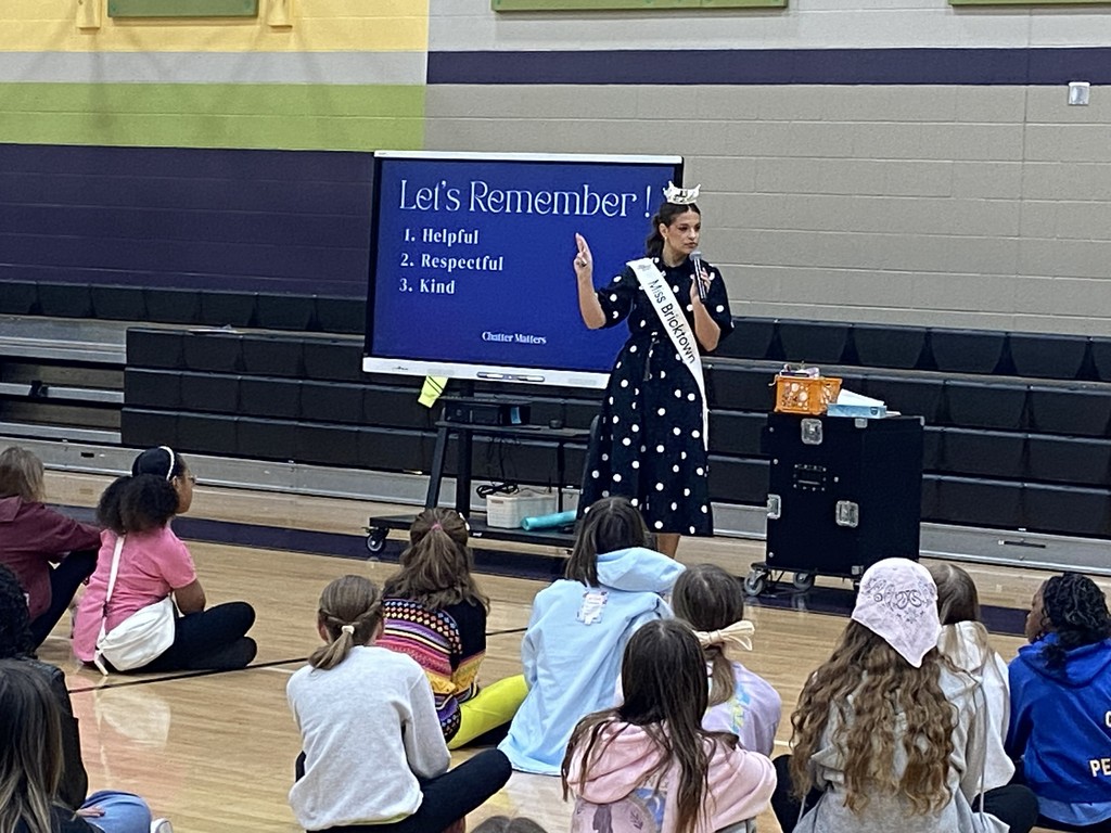 Miss Bricktown, Aubrey Bartmann, speaking to students about why "Chatter Matters"