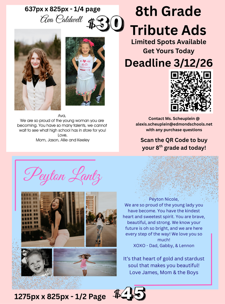 8th grade tribute ads flyer