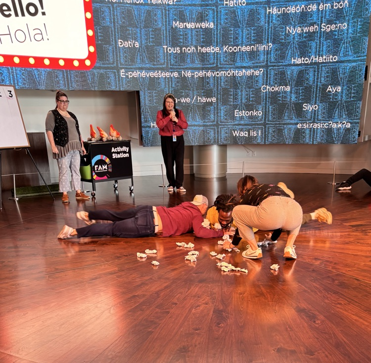 chaperones playing a game at fam 