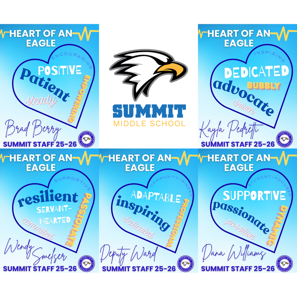 Heart of an Eagle award for Mr. Berry, Mrs. Pedretti, Ms. Smelser, Deputy Ward, and Mrs. Williams.