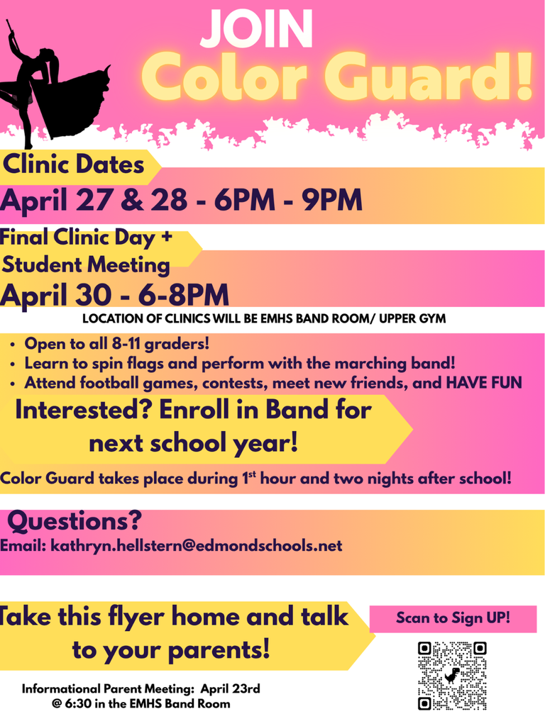 Join color Guard. Info meeting April 23rd