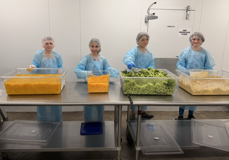 students at food bank