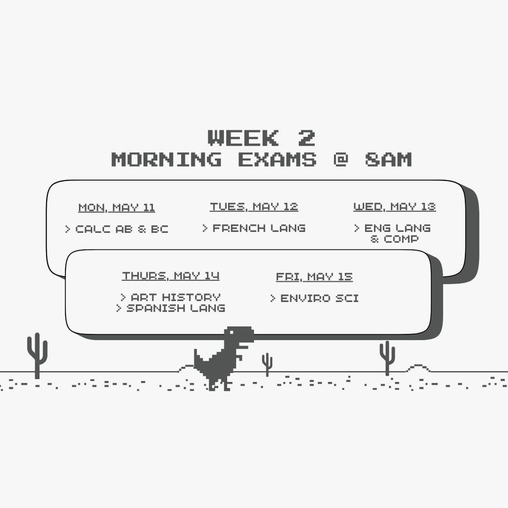 Week 2 morning exams start @ 8am 