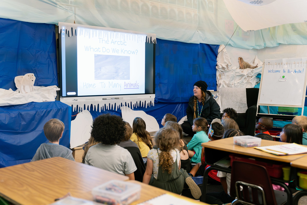 students in a biome inspired classroom learning 