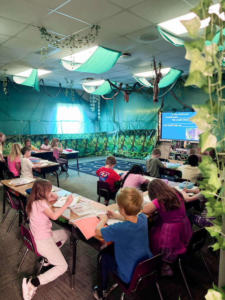 students in a biome inspired classroom learning 