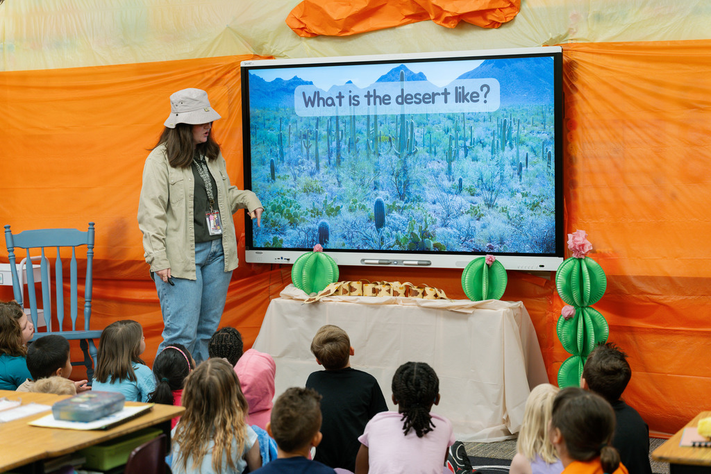 students in a biome inspired classroom learning 