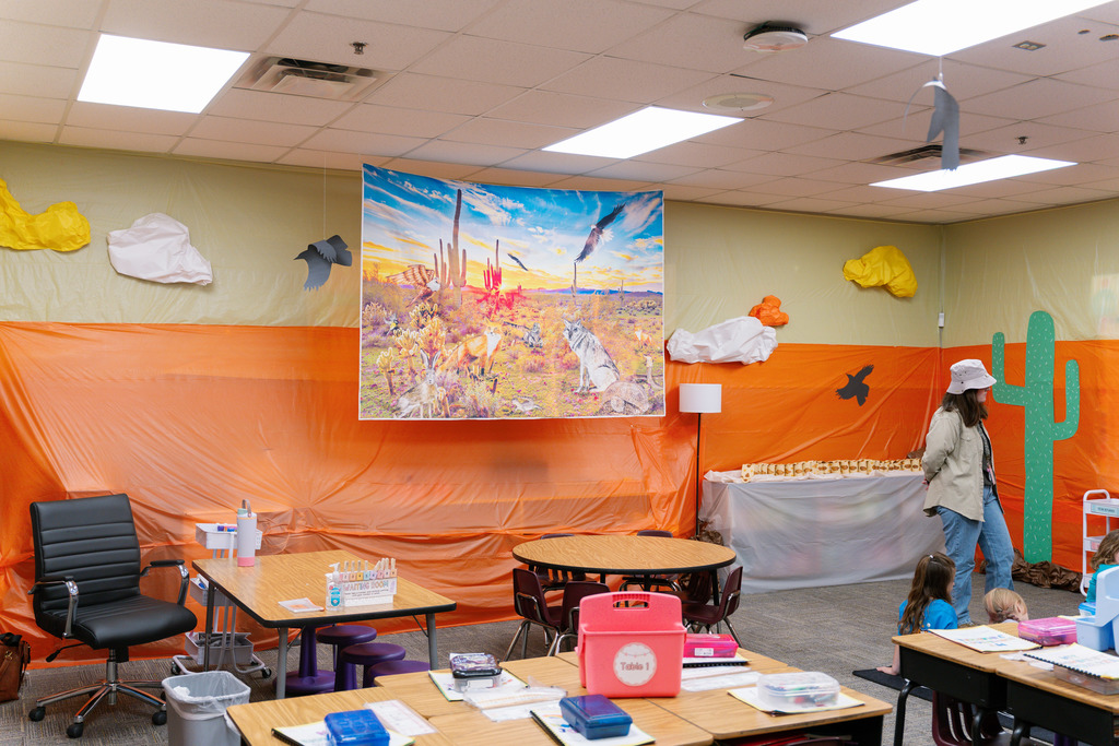 students in a biome inspired classroom learning 