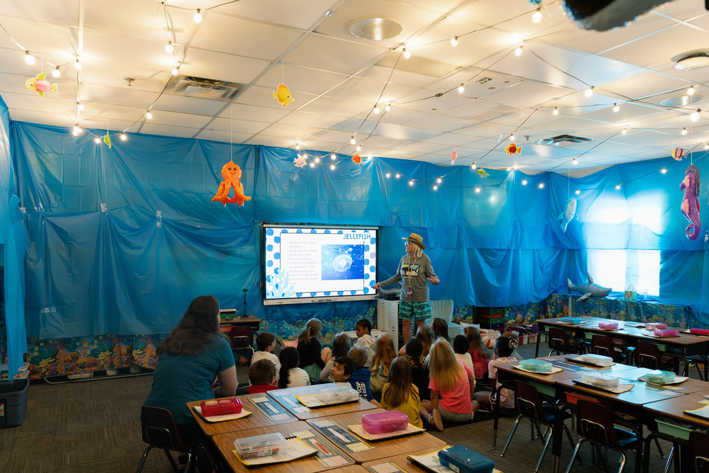 students in a biome inspired classroom learning 