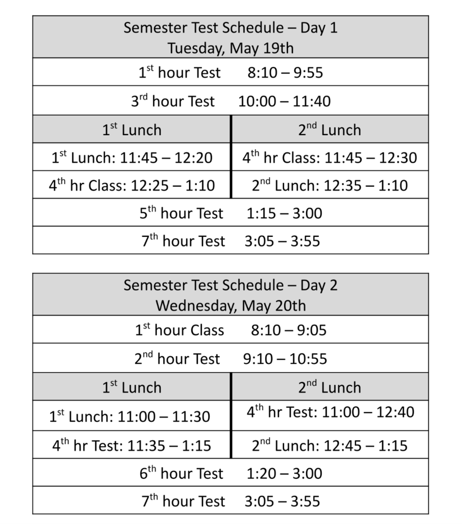Finals Schedule