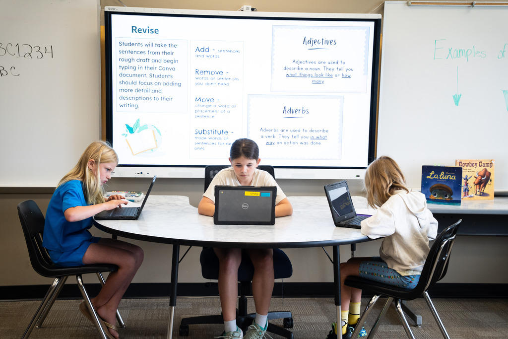 students working on their books on their chromebooks