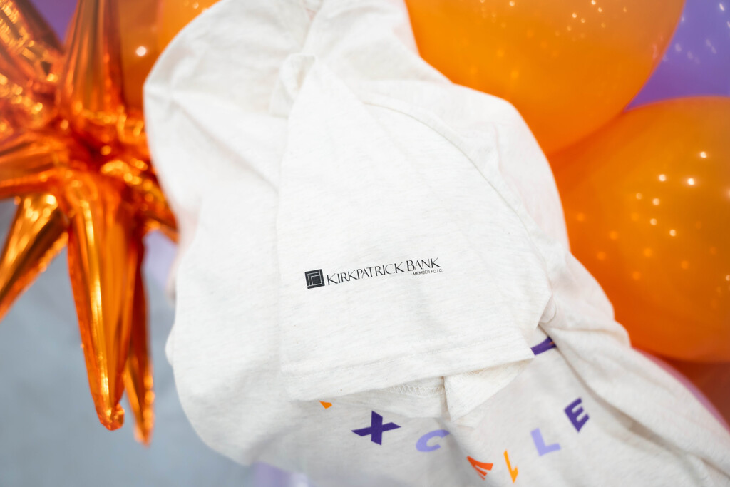 kirkpatrick bank logo on shirt