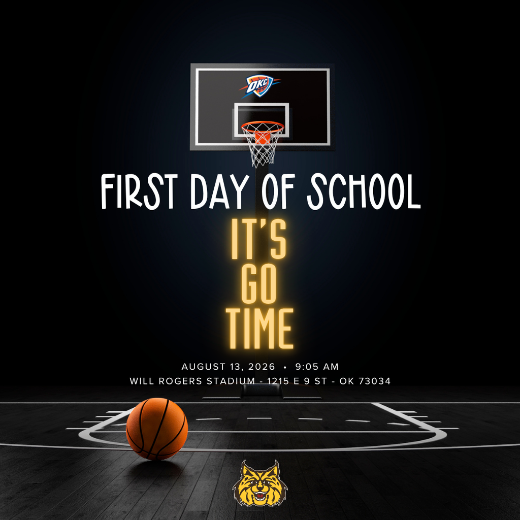 First Day of School is August 13 at 9:05am.