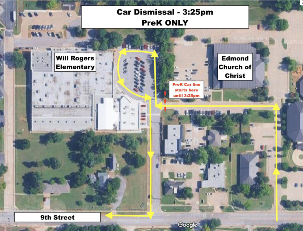 Car Dismissal Map for PreK Only