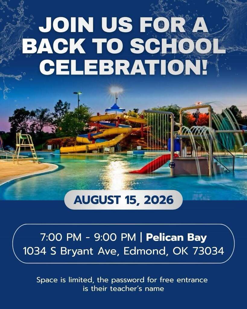 🎉 IT’S TONIGHT, WILDCATS! 💙💛  We are SO excited to celebrate being BACK IN SCHOOL! 📚✏️ Join us THIS EVENING, Saturday, August 15, from 7–9 PM at Pelican Bay for a night of family fun! 🌊☀️  A few important reminders: 💙 Space is limited, so please be mindful of the number of guests attending. 💛 Your child’s teacher will be your entry! Please be sure to know your teacher’s name when you arrive.  We can’t wait to kick off another amazing school year with our Wildcat families! 🐾  IT’S TONIGHT! SEE YOU AT PELICAN BAY! 🎉🌊💙💛