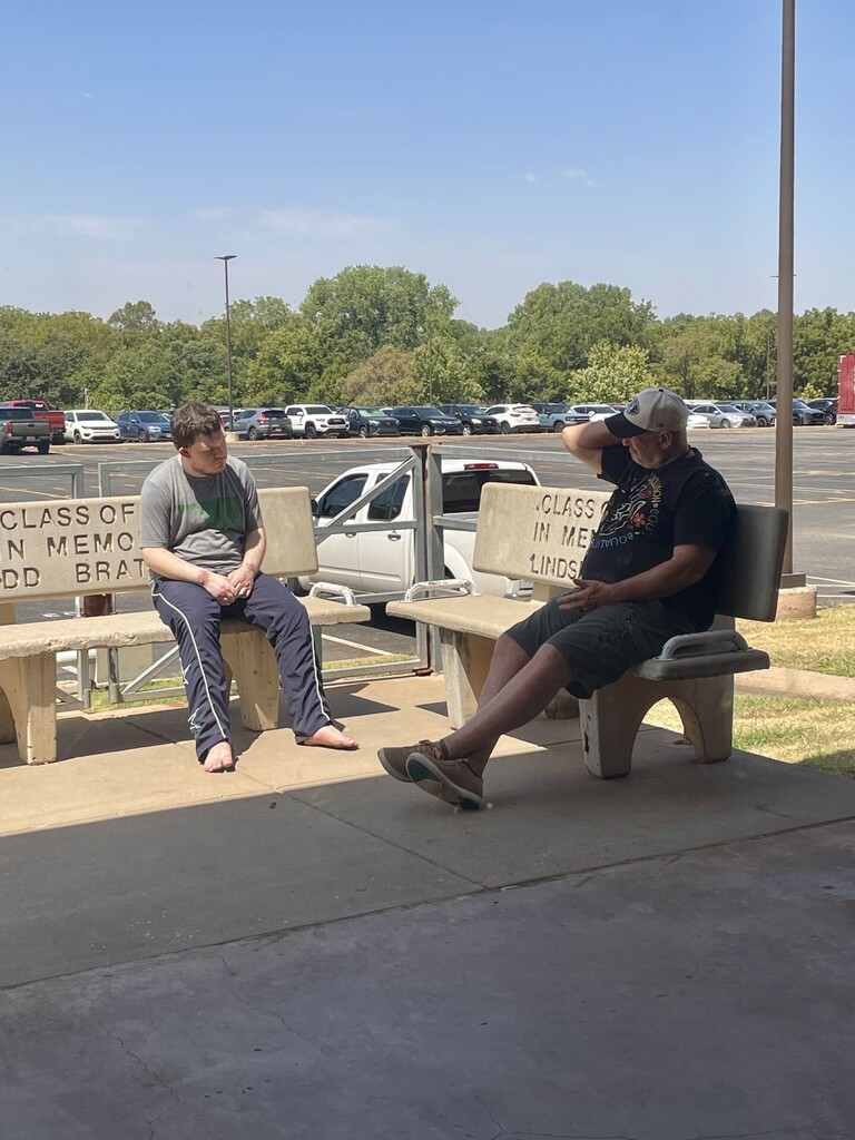An intern and staff member building connections!