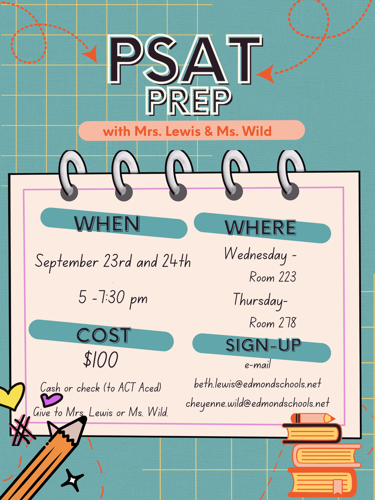 Interested in prepping for the PSAT? Come join Mrs. Lewis and Ms. Wild this September!