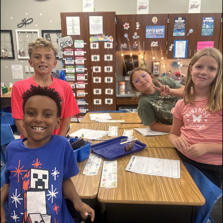 group of kids working