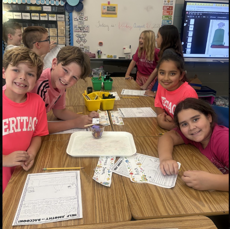 group of kids working