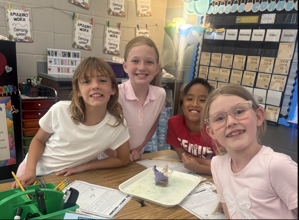 group of kids working