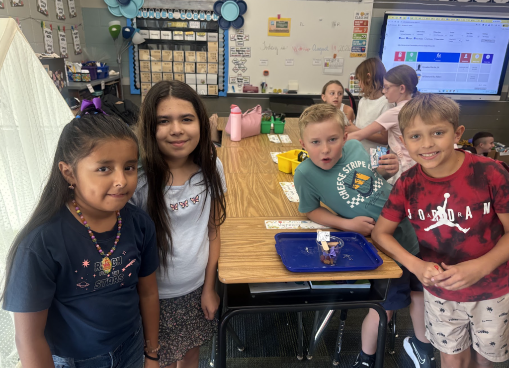 group of kids working