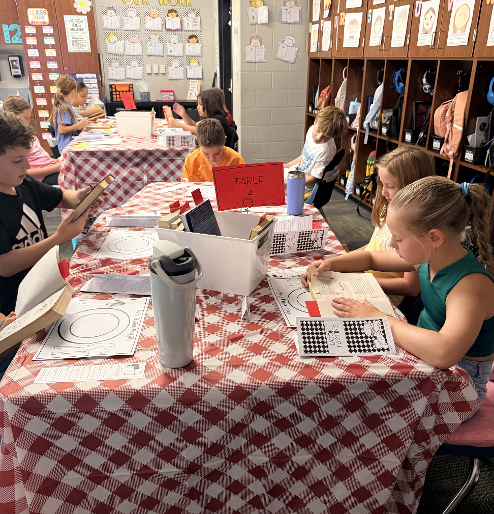 Children sampling different books