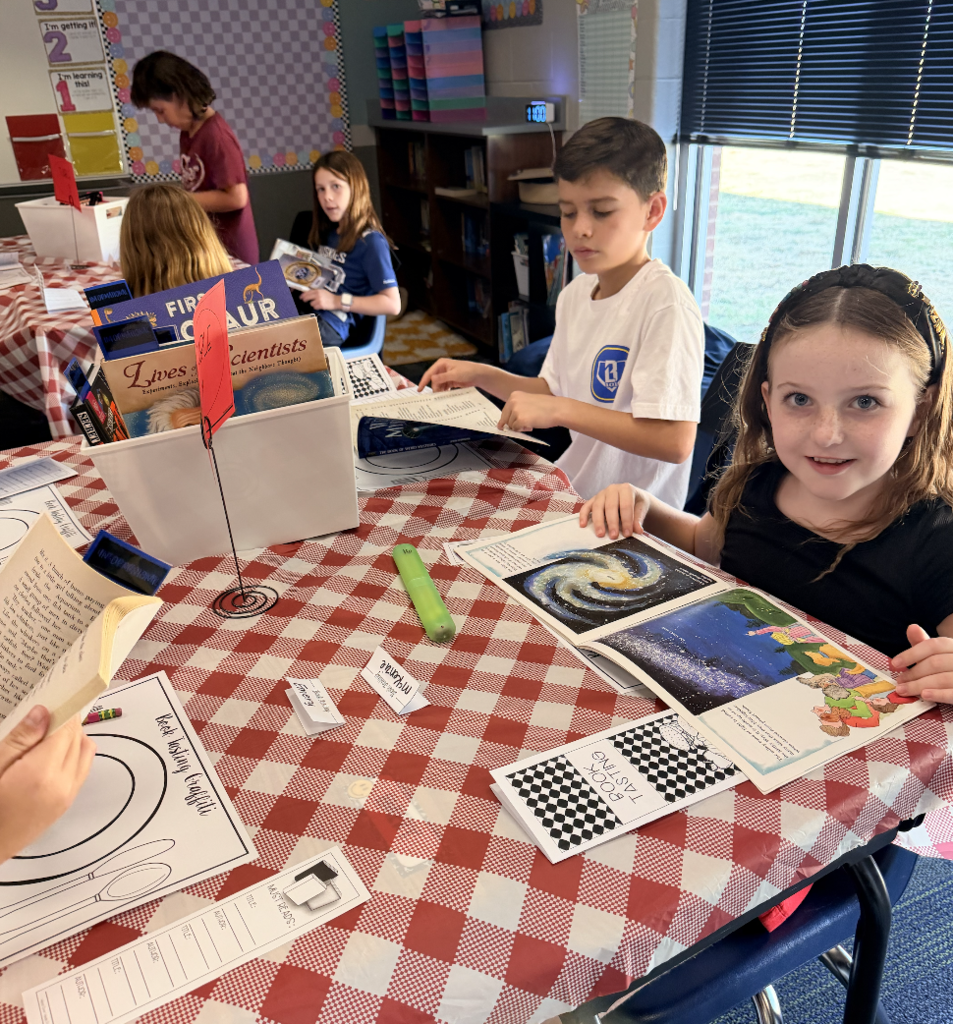 Children sampling different books