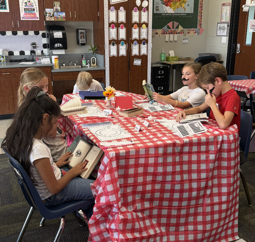 Children sampling different books