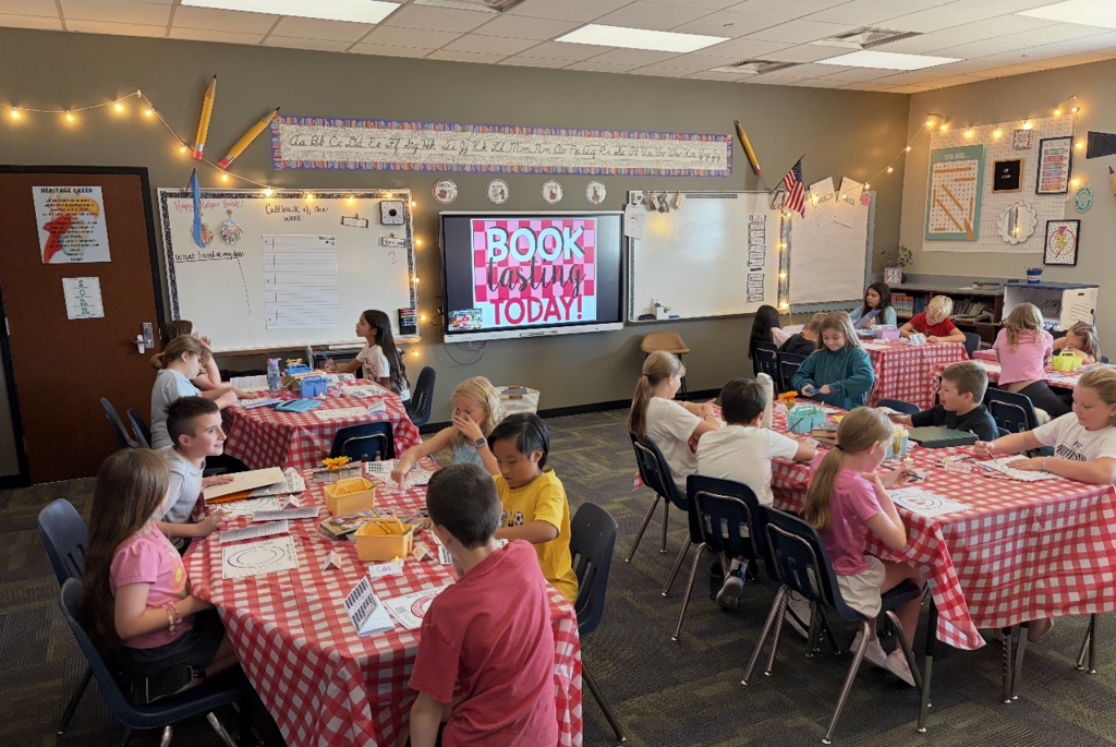 Children sampling different books
