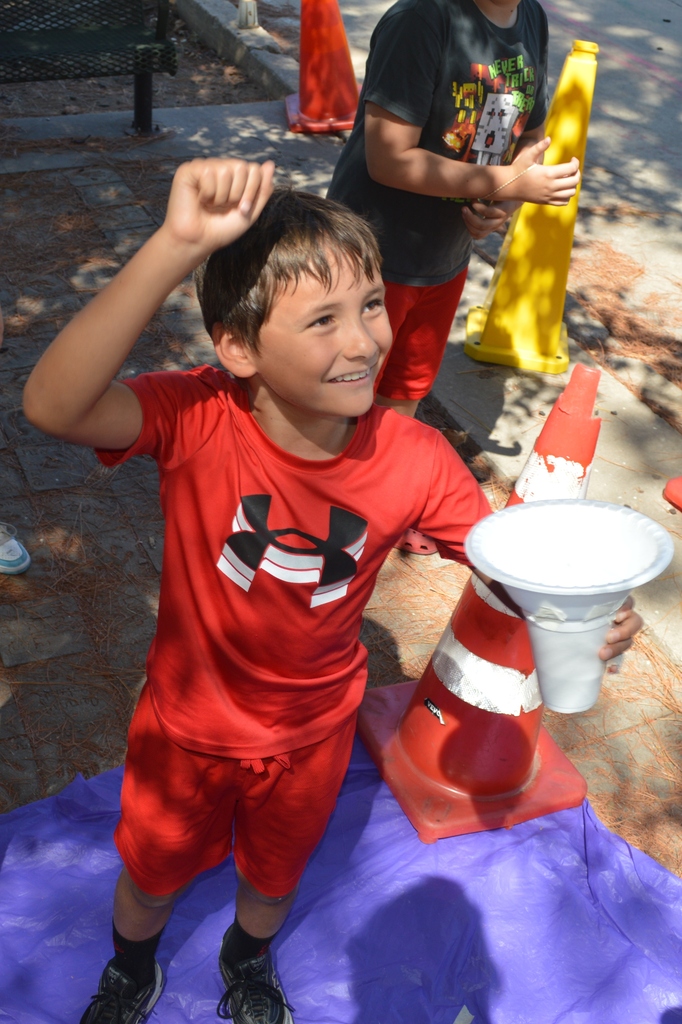 Fourth Grader celebrating an egg drop activity