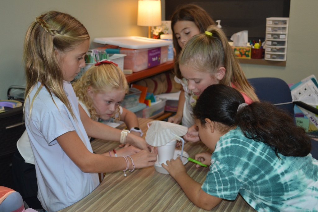 Fourth Graders creating an egg drop capsule