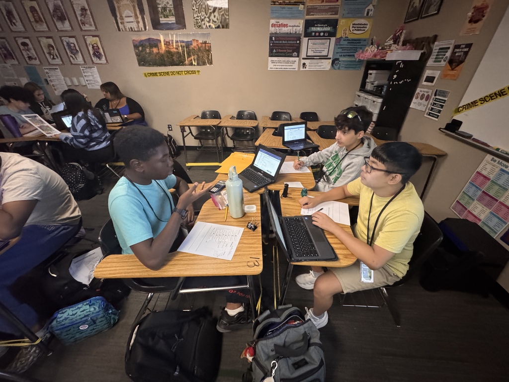 students working on a crime scene investigation lesson