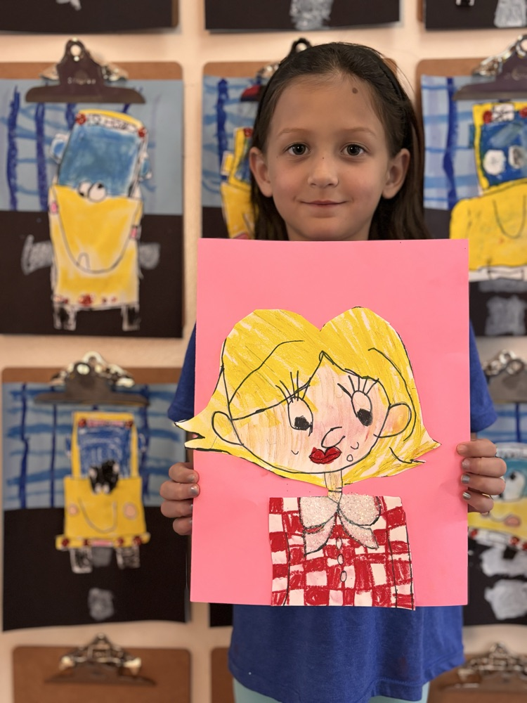 student with Dolly Parton portrait 