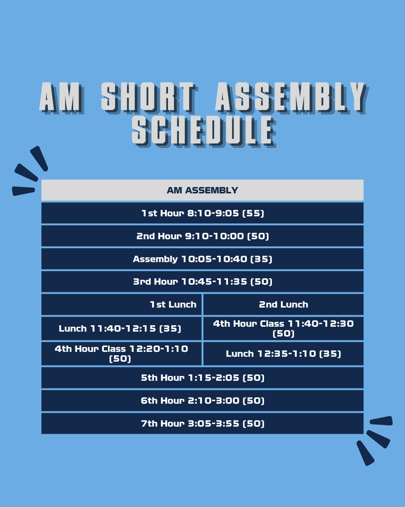 AM assembly schedule 