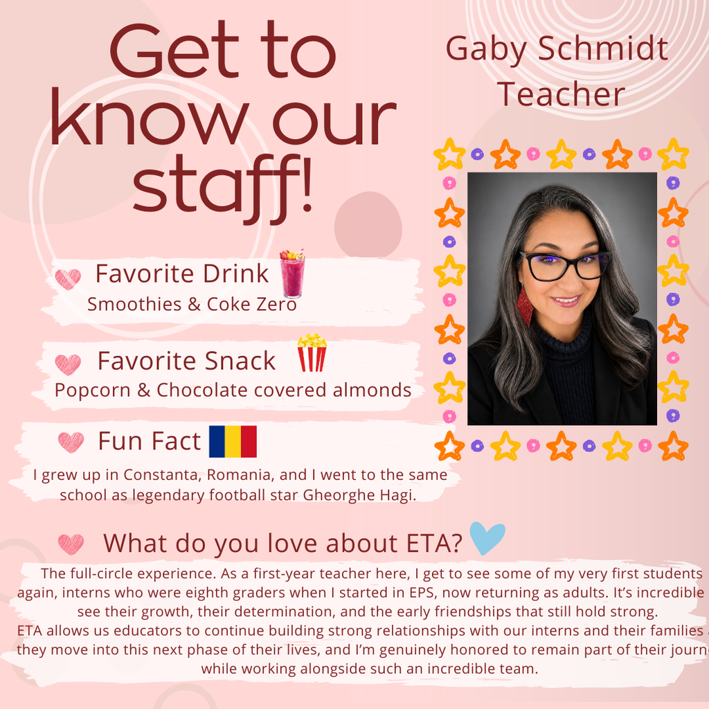 Gaby Schmidt- Teacher. Get to Know Our Staff!